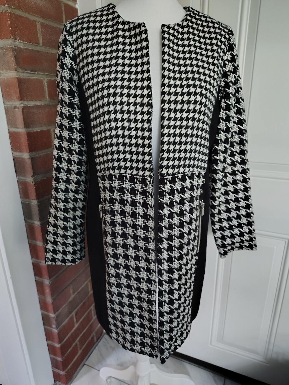 Chico's Black and White Houndstooth Jacket Blazer size 2